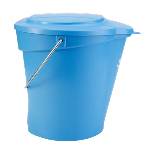 Vikan kanta od 12 litara s poklopcem plava bočno